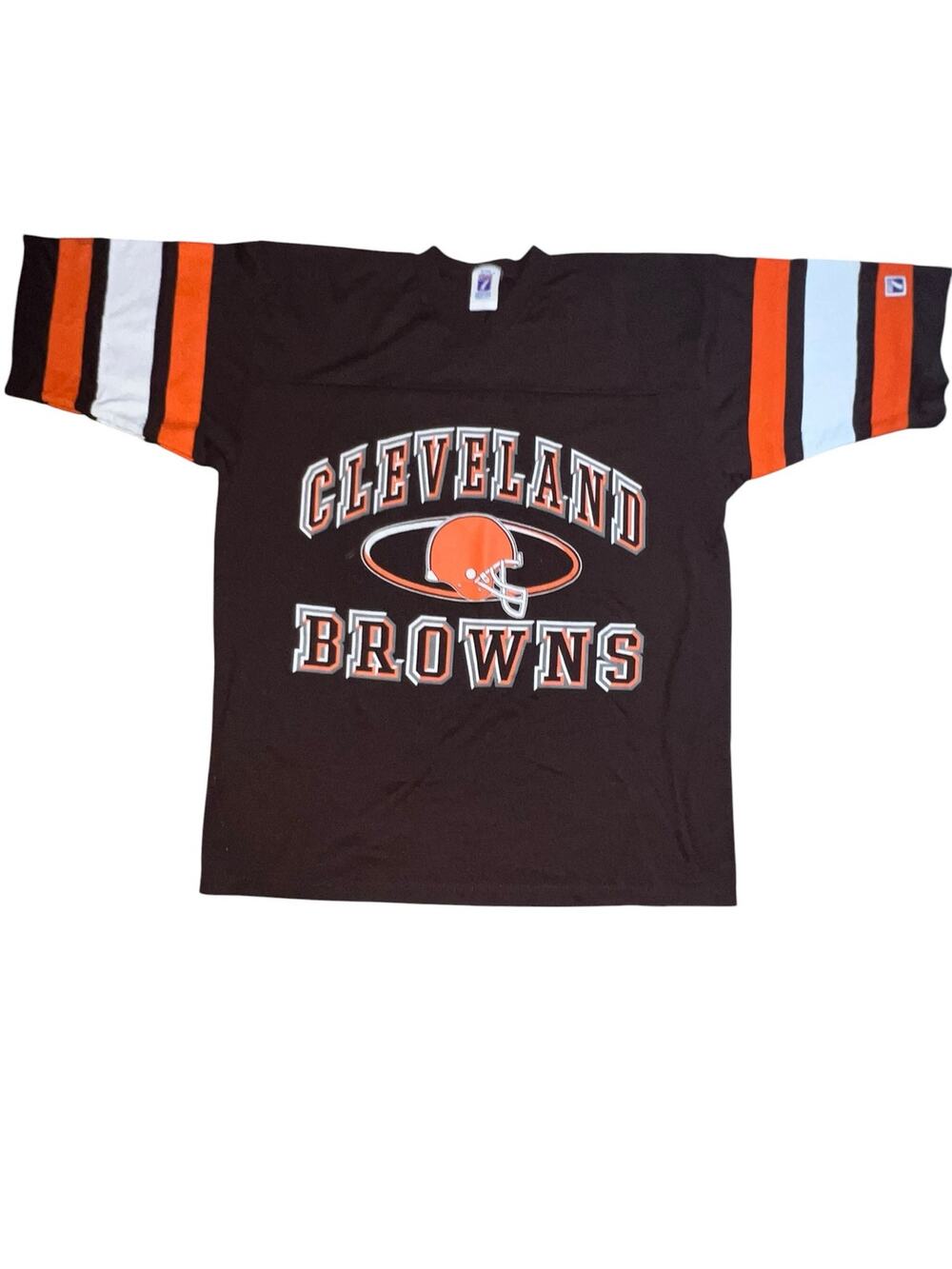 Cleveland Browns Football 90s graphic Logo 7 jersey t-shirt LG single stitch